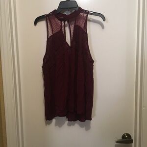 Elegant Burgundy Lace Sleeveless Top